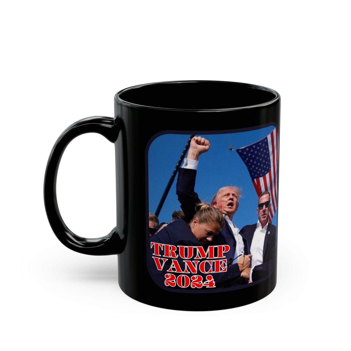 Trump and Vance 2024 Black Mug by cypherpunkgear