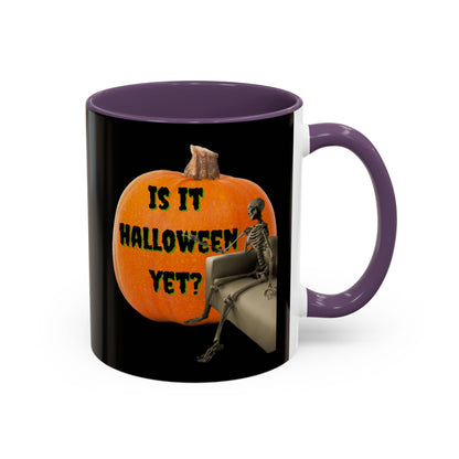 Is it Halloween yet? Skeleton's Giant Pumpkin Black Accent Mug by CreepyCrafts.boo