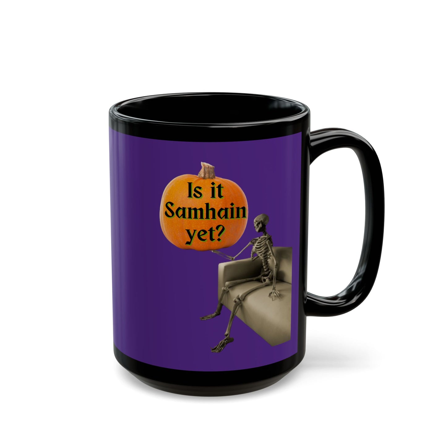 Is it Samhain yet? Skeleton's Pumpkin Purple Mug by CreepyCrafts.boo