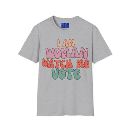 I Am Woman Watch Me Vote LTcolors Unisex T-Shirt by cypherpunkgear