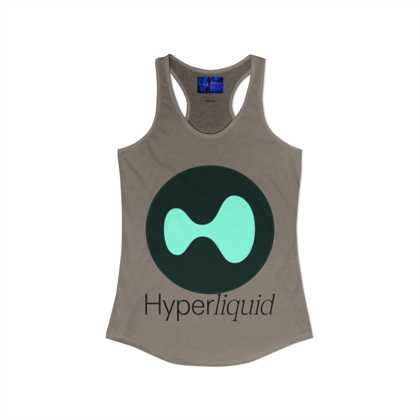 Hyperliquid Black font Women's Racerback Tank Top by cypherpunkgear.com