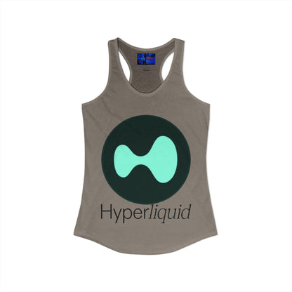 Hyperliquid Black font Women's Racerback Tank Top by cypherpunkgear.com