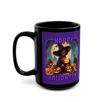 Happy Halloween Cute Witch Purple font Purple Mug by CreepyCrafts.boo