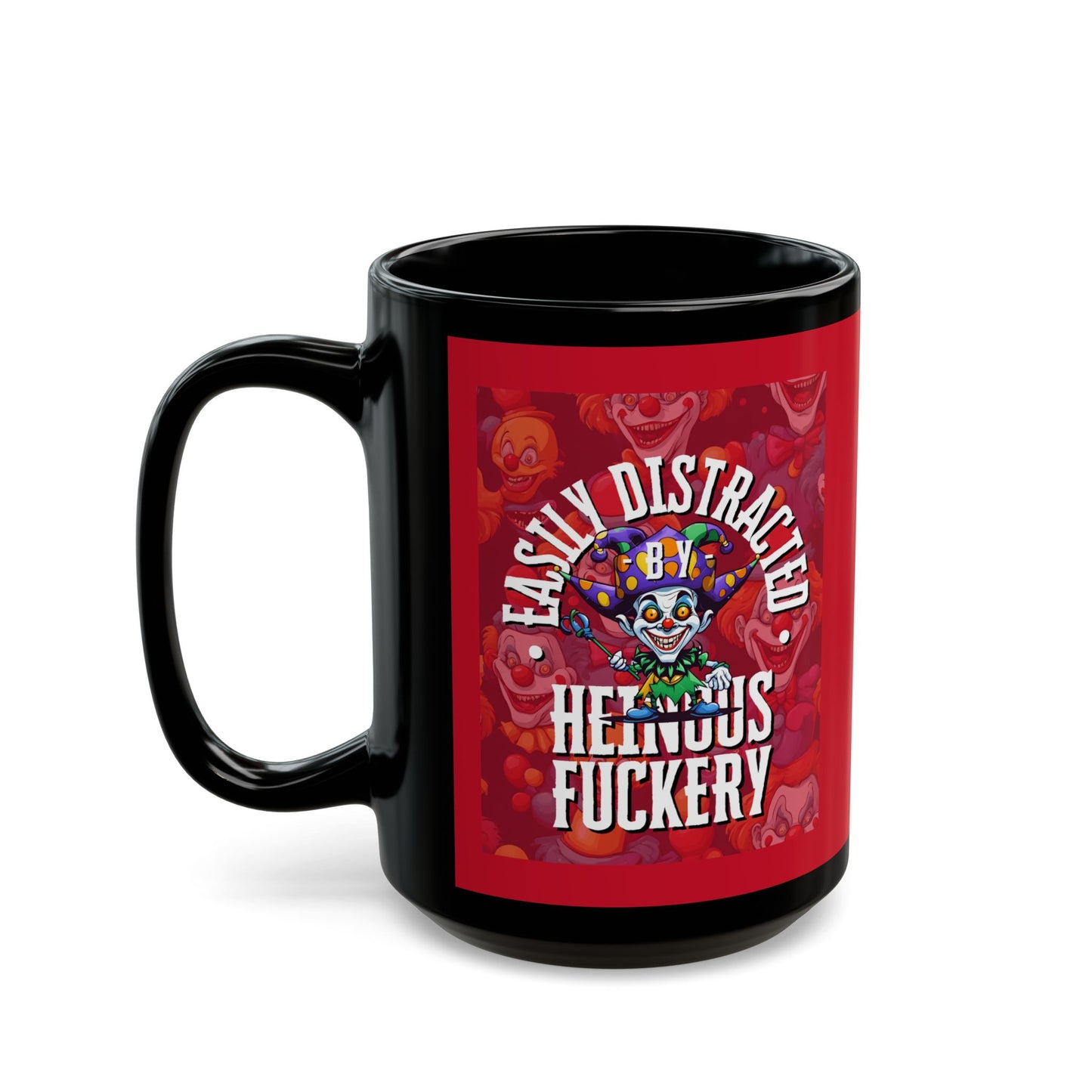 Easily Distracted by Heinous Fuckery Little Jinx Red Mug by cypherpunkgear.com