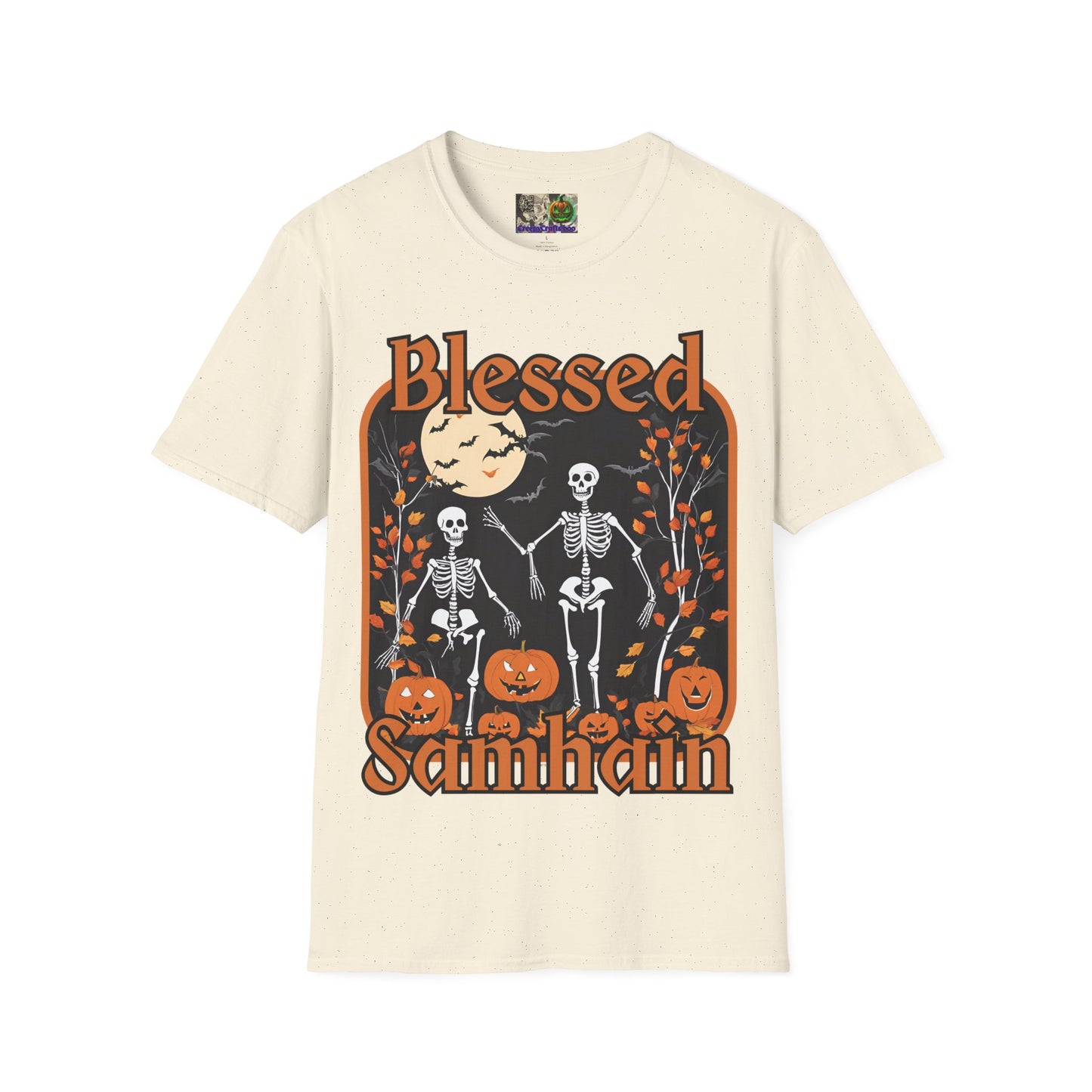 Spooktacular Skeletons of Samhain Light colors Unisex T-Shirt by CreepyCrafts.boo