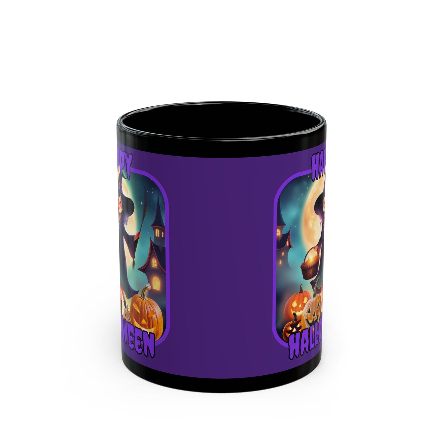 Happy Halloween Little Witch Purple font Purple Mug by CreepyCrafts.boo