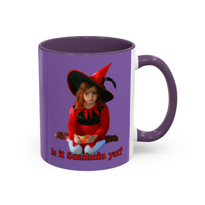 Is it Samhain yet? Light Purple Accent Mug by CreepyCrafts.boo