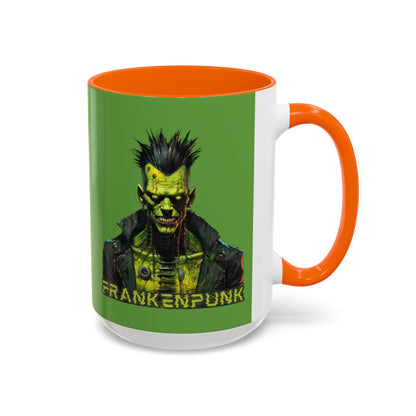 Frankenpunk Green Accent Mug by CreepyCrafts.boo