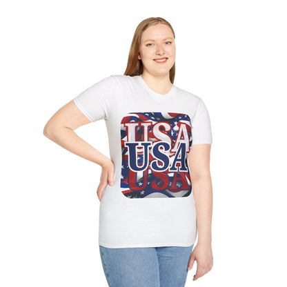 ¡EE.UU! ¡EE.UU! ¡EE.UU! ¡Patriota por cypherpunkgear! Camiseta unisex de estilo suave