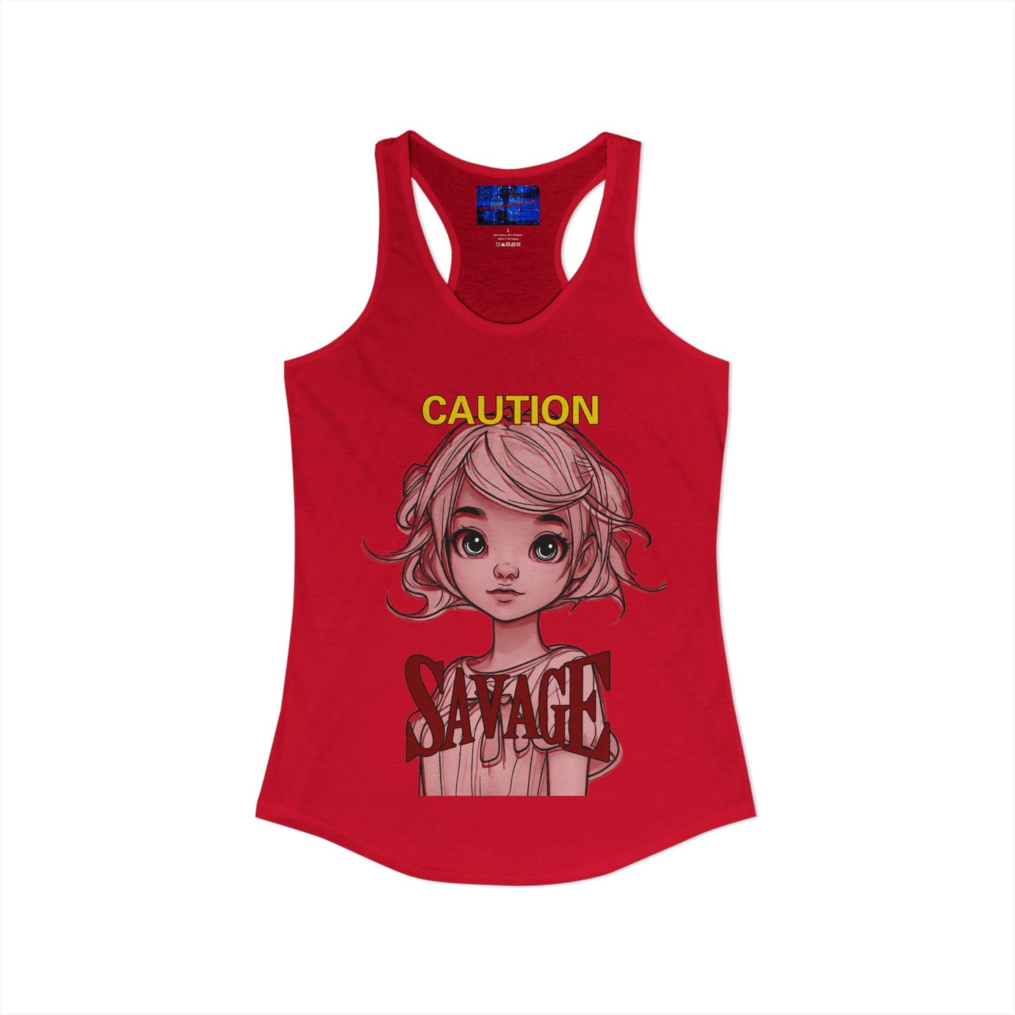 Caution, Savage Women's Racerback Tank Top by cypherpunkgear.com
