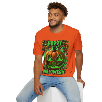 Happy Halloween Green Jack Light colors Unisex T-Shirt by CreepyCrafts.boo