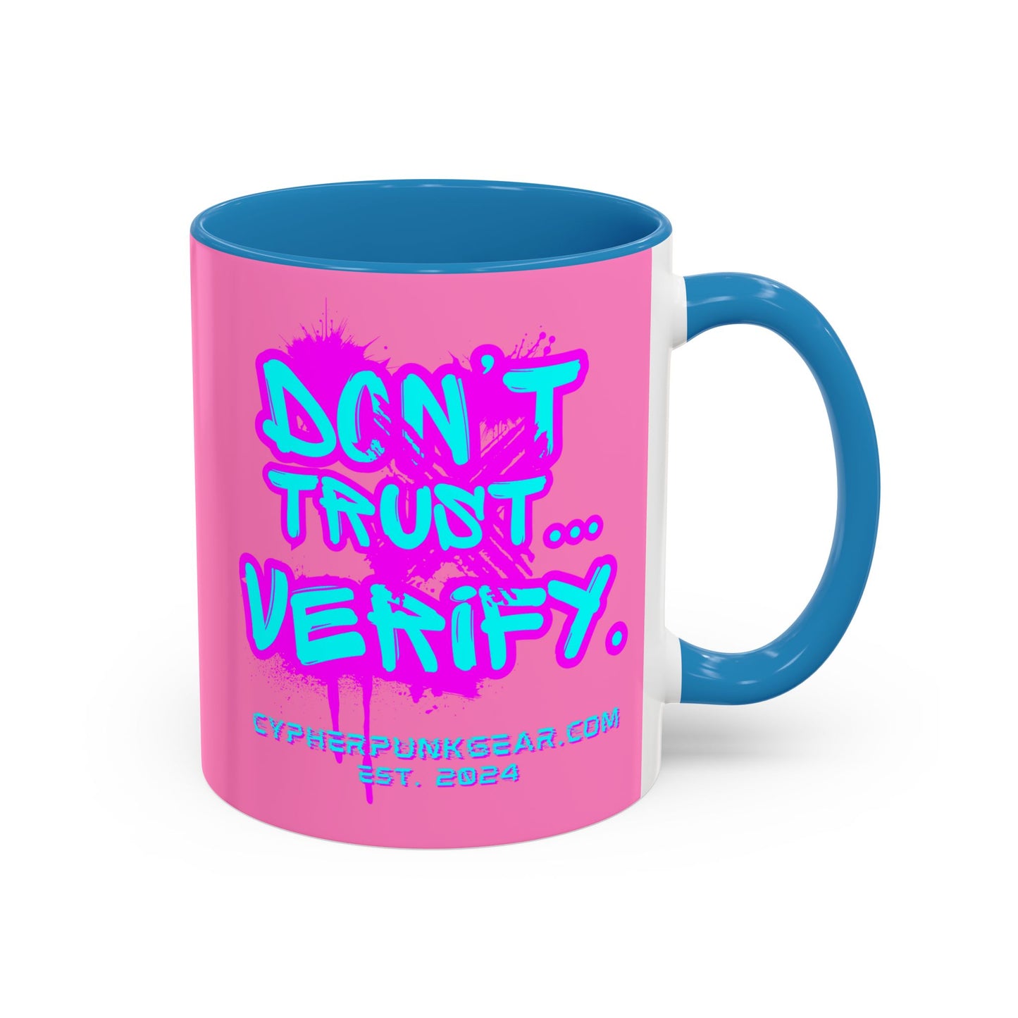 Don't Trust...Verify. Light Pink Accent Mug by cypherpunkgear.com