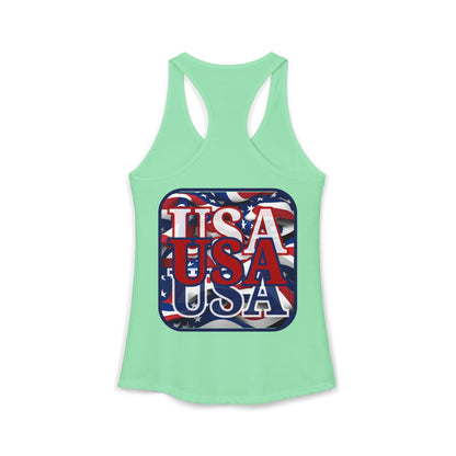 2-sided RED White and Blue USA Patriot Women's Racerback Tank Top by cypherpunkgear.com