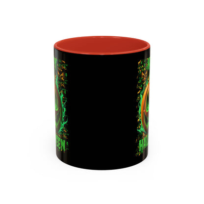 Happy Halloween Green Jack Black Accent Mug by CreepyCrafts.boo