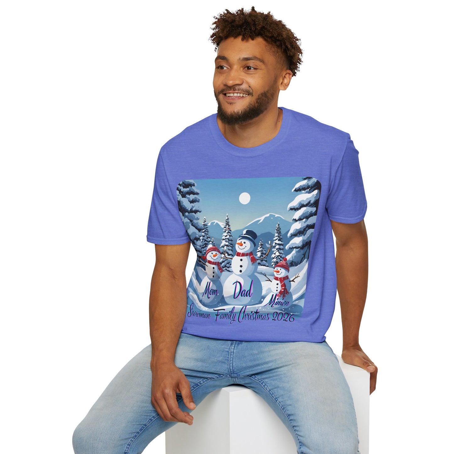Snowman Family of 3 Light colors Unisex T-Shirt by cypherpunkgear.com