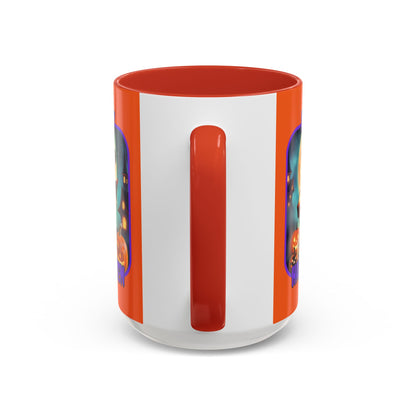 Happy Halloween Little Witch Purple font Orange Accent Mug by CreepyCrafts.boo