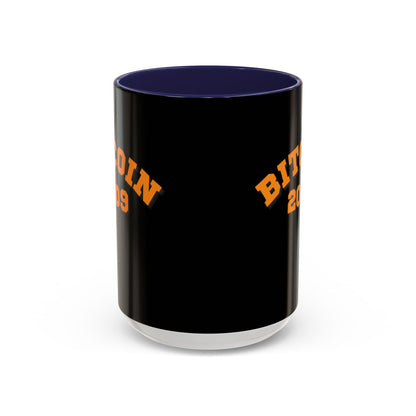 Bitcoin 2009 Black Accent Mug by cypherpunkgear.com