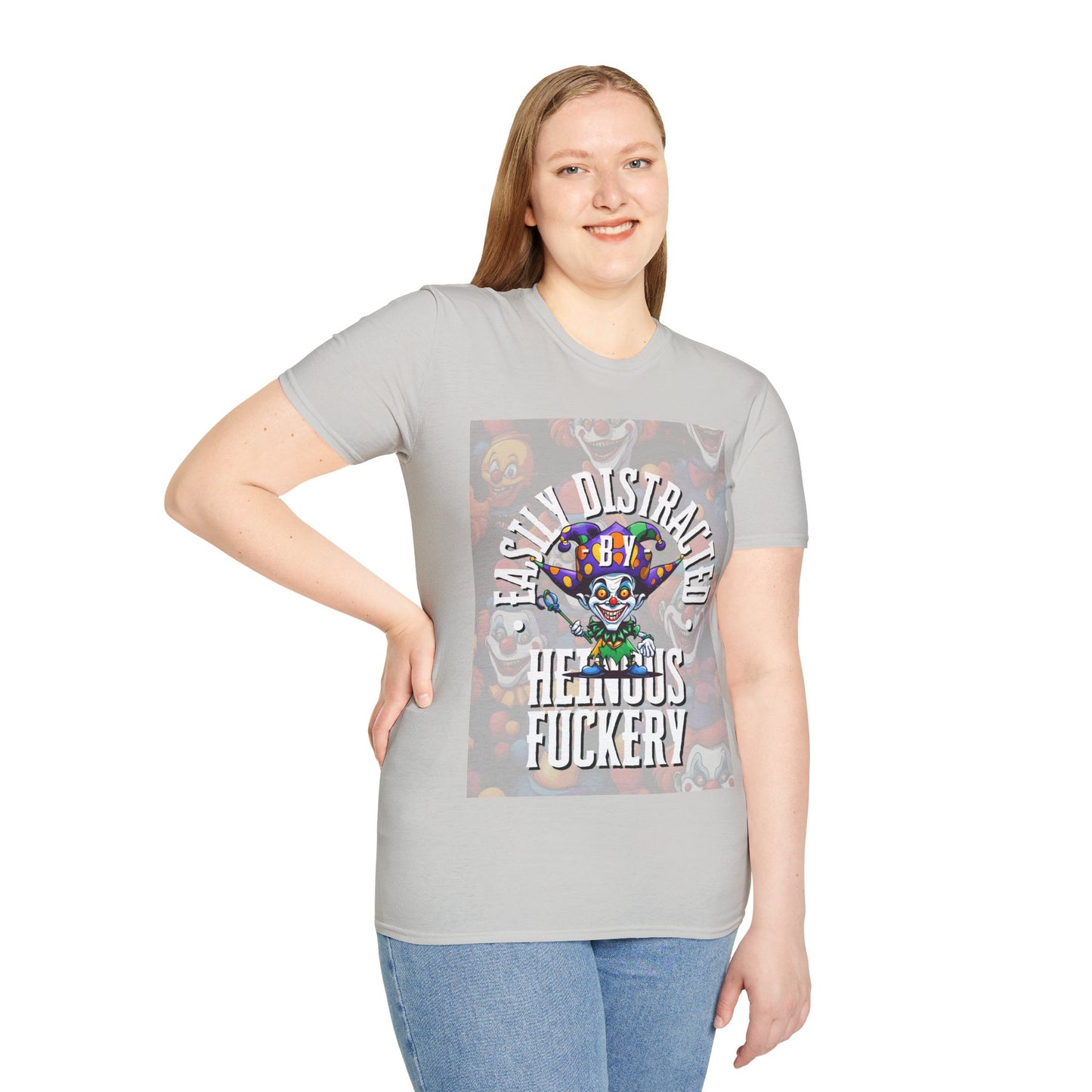 Easily Distracted by Heinous Fuckery Little Jincs Light colors Unisex T-Shirt by cypherpunkgear.com