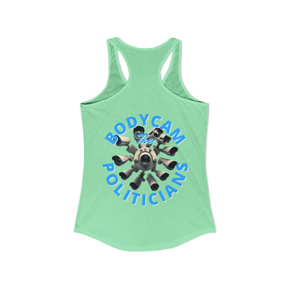 ¡BodyCam ThePoliticians de 2 caras de cypherpunkgear! Camiseta sin mangas ideal con espalda cruzada para mujer