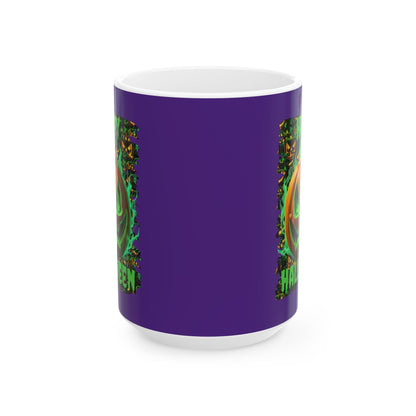 Happy Halloween Green Jack Purple Mug by cypherpunkgear