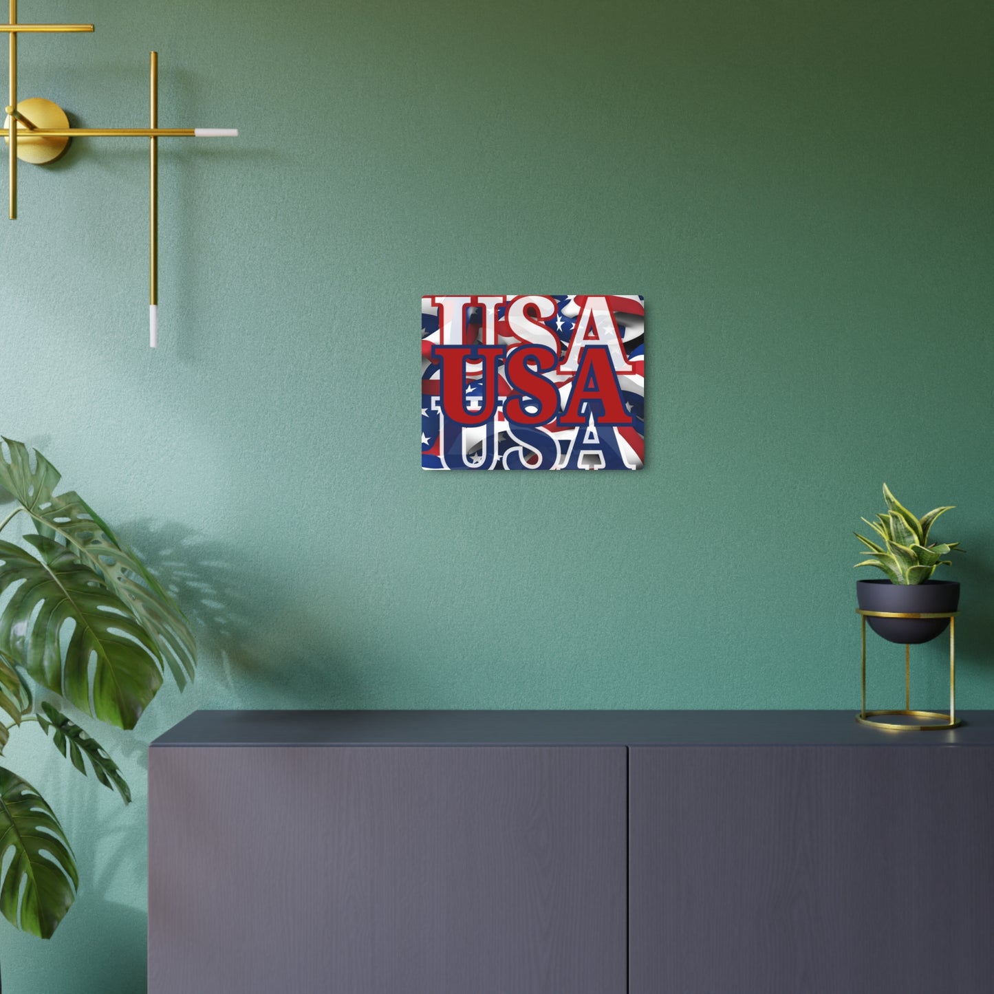 USA! USA! USA Red Center Metal Art Sign by cypherpunkgear