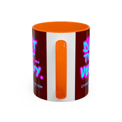 Don't Trust...Verify. Red Accent Mug by cypherpunkgear.com
