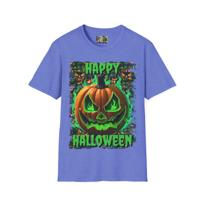 Happy Halloween Green Jack Light colors Unisex T-Shirt by CreepyCrafts.boo