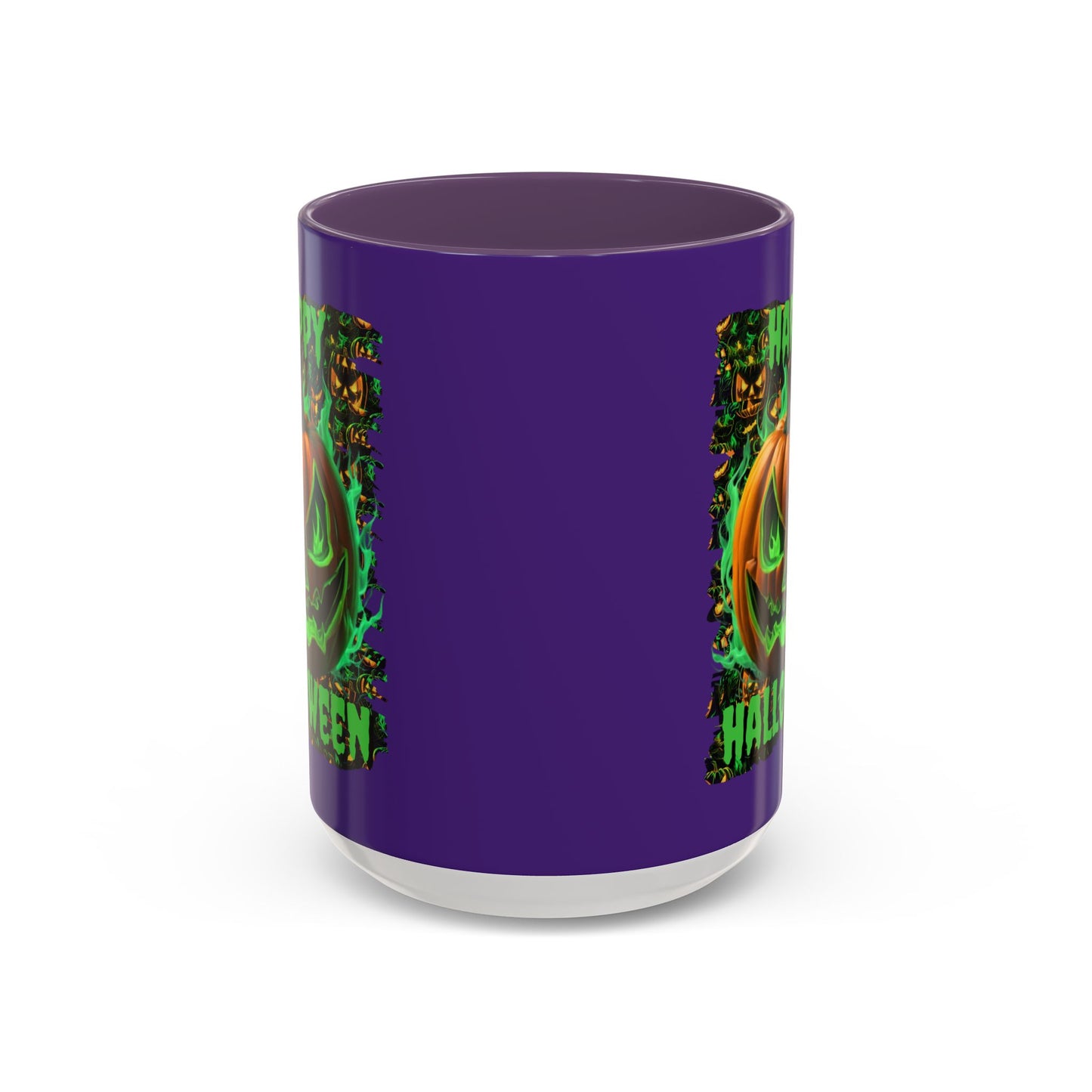 Happy Halloween Green Jack Purple Accent Mug by CreepyCrafts.boo