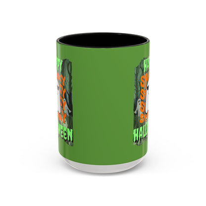 Spooky Happy Halloween Ghost GNfont Accent Mug by cypherpunkgear