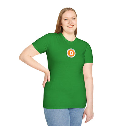 2-sided, Bitcoin (BTC) Decentralized Freedom Dark colors Unisex T-Shirt by cypherpunkgear.com