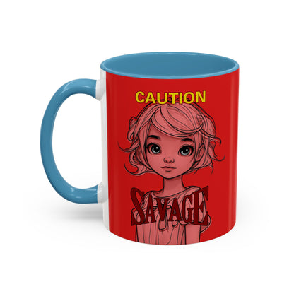 Caution, Savage Red Accent Mug by cypherpunkgear.com