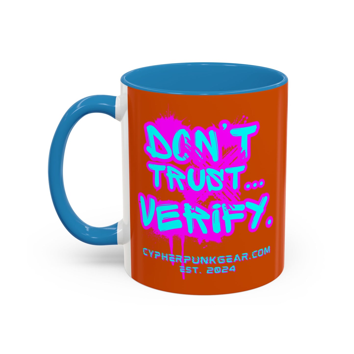 Don't Trust...Verify. Orange Accent Mug by cypherpunkgear.com