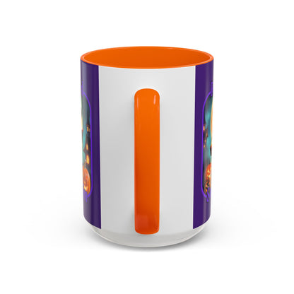 Blessed Samhain Little Witch Purple font Purple Accent Mug by CreepyCrafts.boo