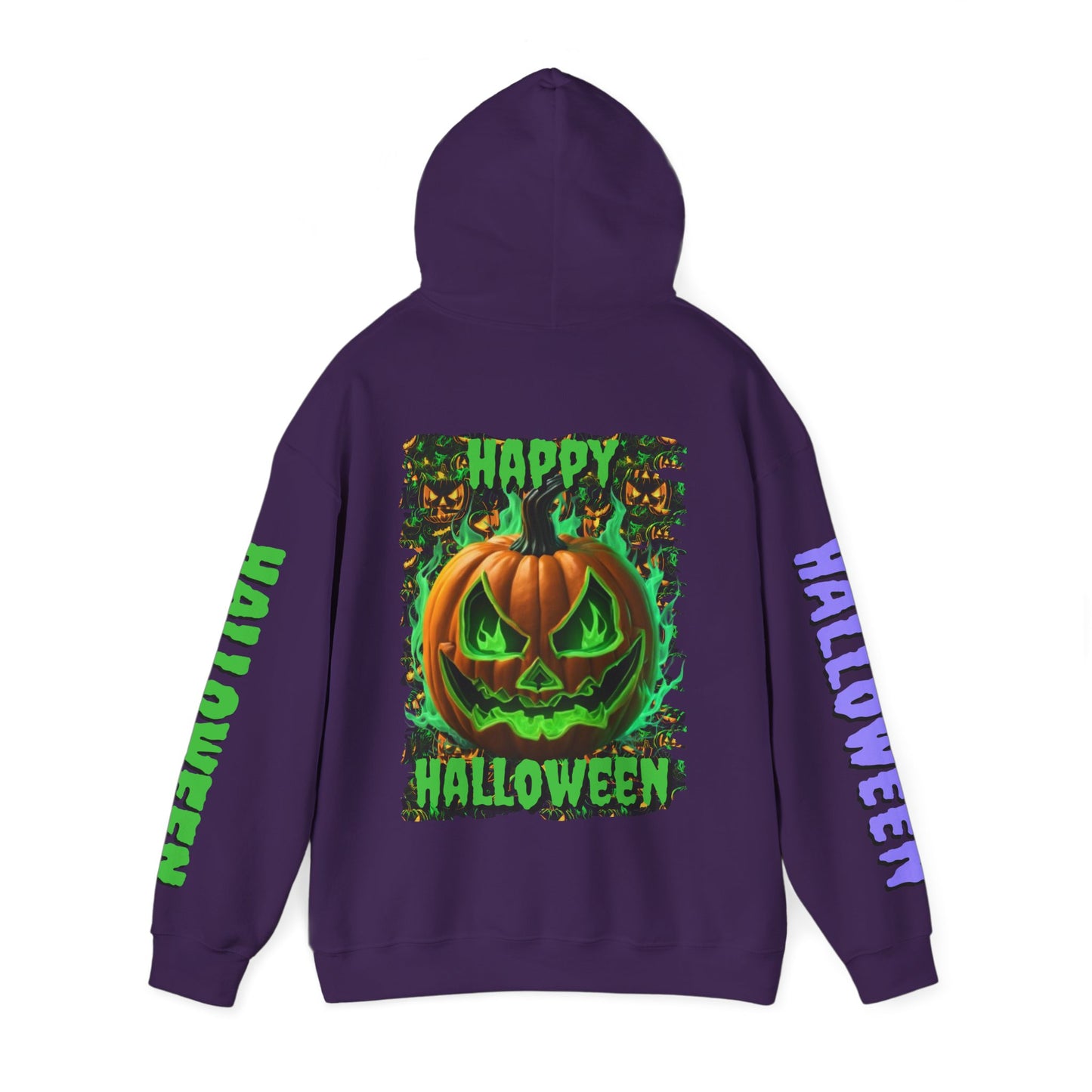 Happy Halloween Green Jack Hoodie Unisex Hooded Sweatshirt by CreepyCrafts.boo