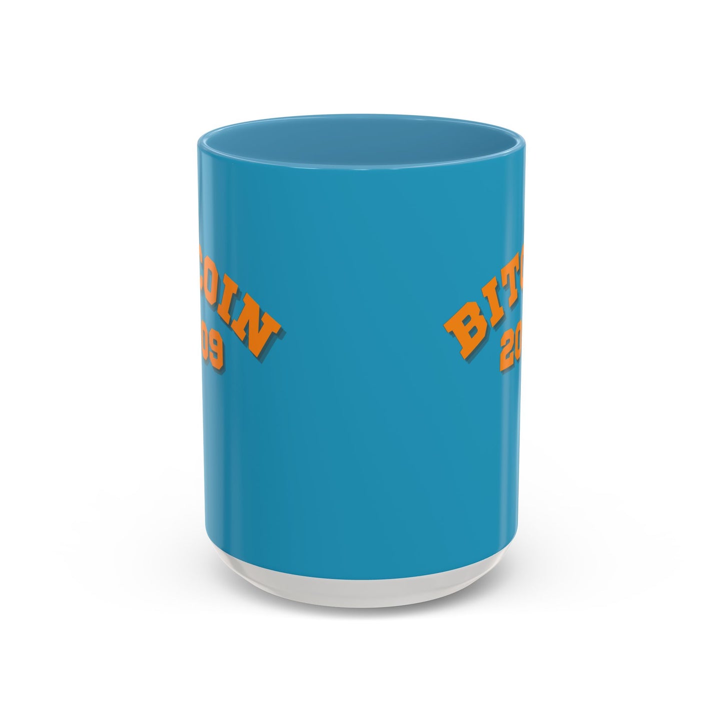 Bitcoin 2009 Turquoise Accent Mug by cypherpunkgear.com
