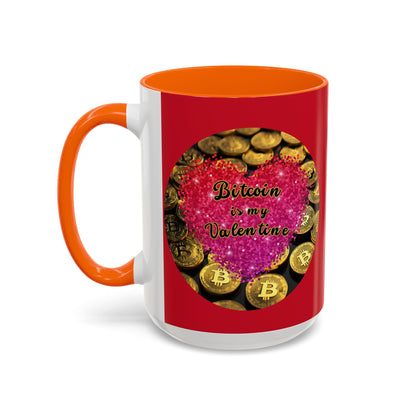 Bitcoin is My Valentine Red Accent Mug by cypherpunkgear.com