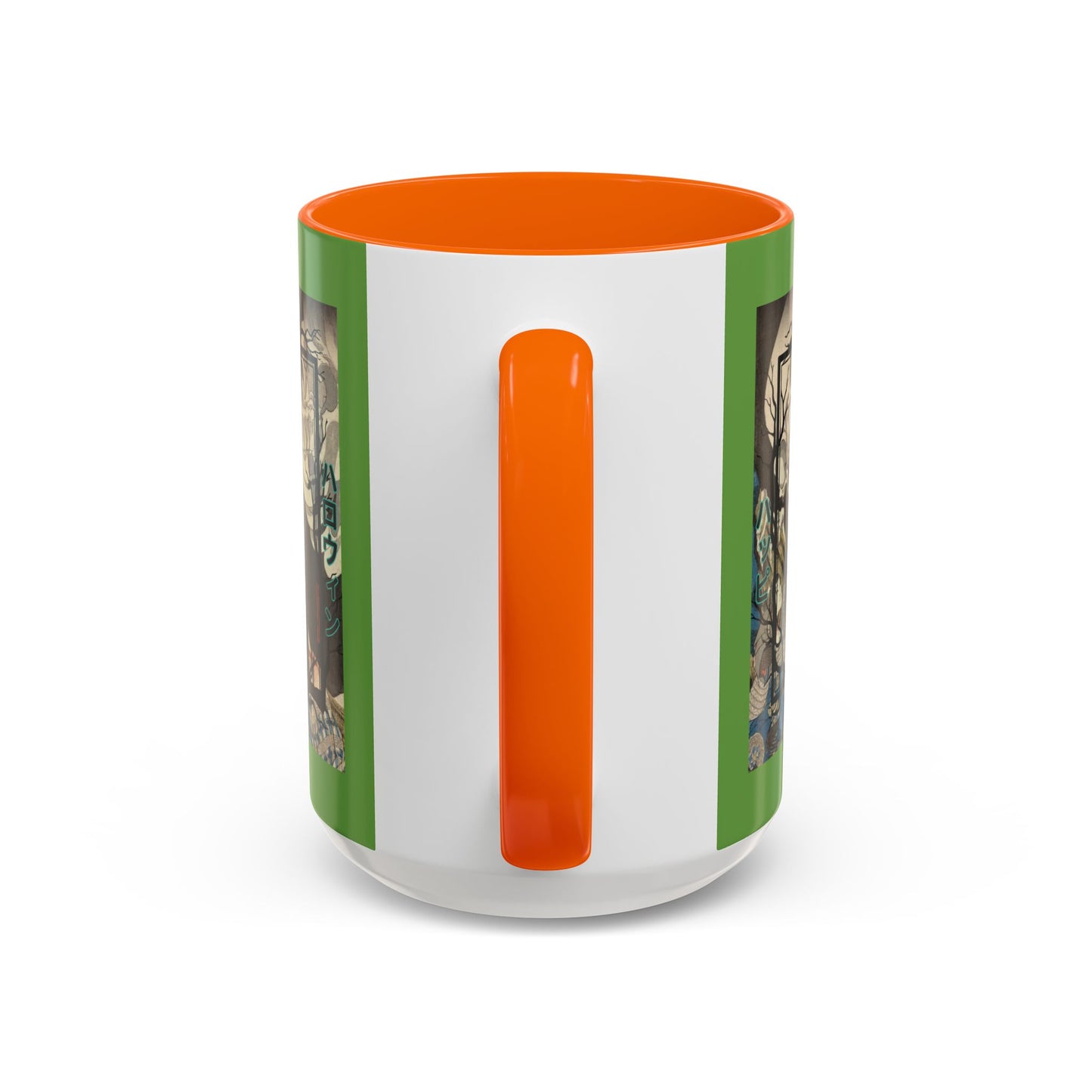 Yōkai Happy Halloween Green Accent Mug by CreepyCrafts.boo