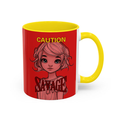 Caution, Savage Red Accent Mug by cypherpunkgear.com