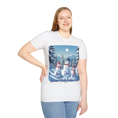 Snowman Family of 3 Light colors Unisex T-Shirt by cypherpunkgear.com