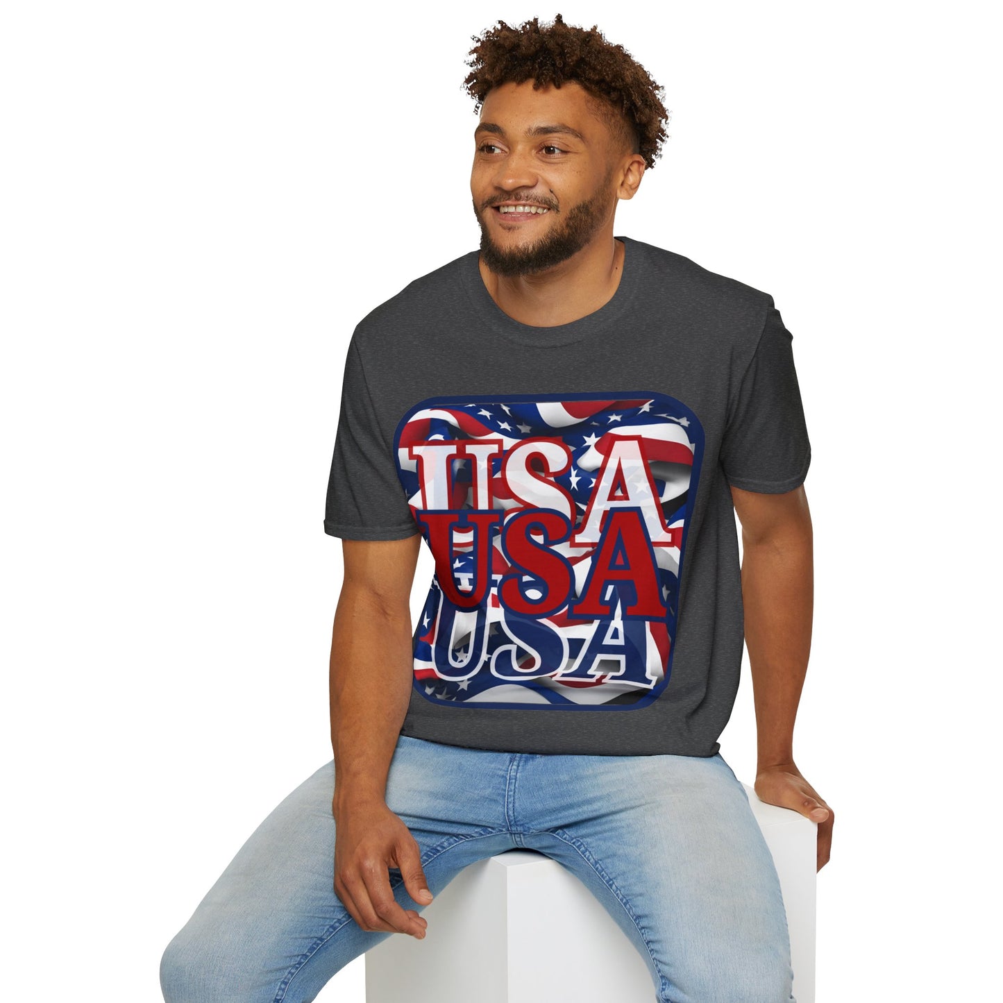 RED White and Blue USA Patriot DKcolors Unisex T-Shirt by cypherpunkgear