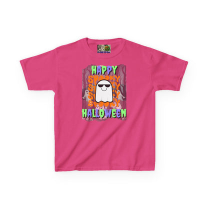 Spooky Happy Halloween Ghost Mixed font Kids Heavy Cotton™ Tee by CreepyCrafts.boo