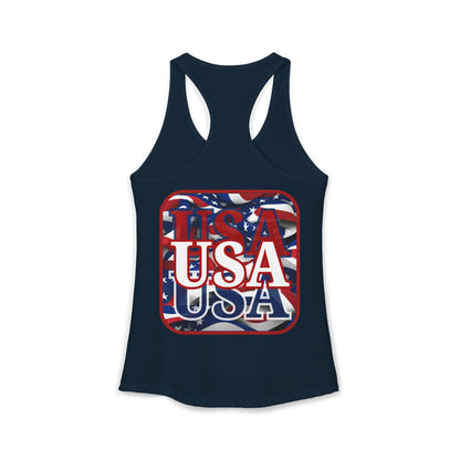 ¡EE.UU! ¡EE.UU! ¡EE.UU! ¡Patriot de 2 caras de cypherpunkgear! Camiseta sin mangas ideal con espalda cruzada para mujer