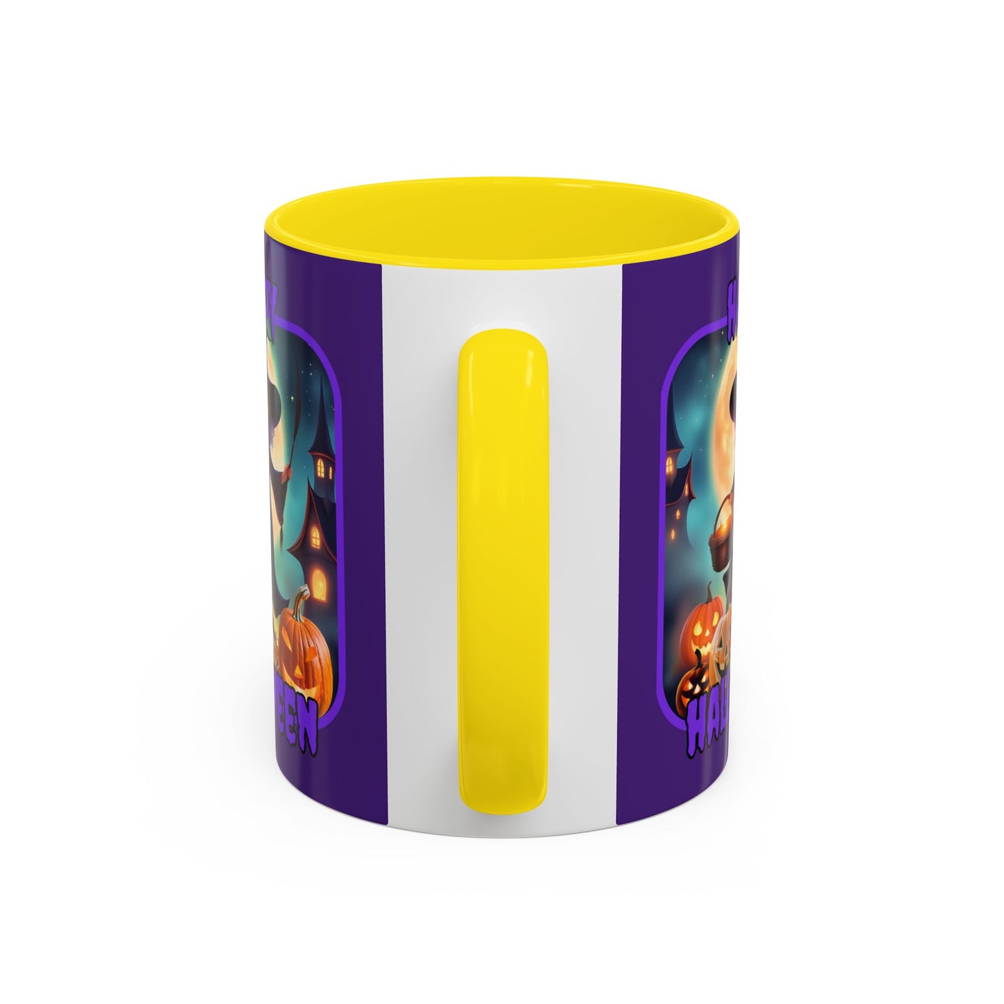 Happy Halloween Little Witch Purple font Purple Accent Mug by CreepyCrafts.boo