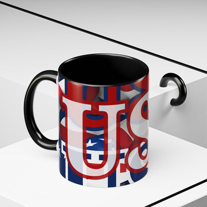 USA! USA! USA WHfont Patriot Accent Mug by cypherpunkgear