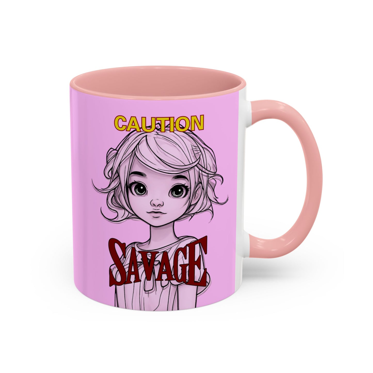 Caution, Savage Pink Accent Mug by cypherpunkgear.com