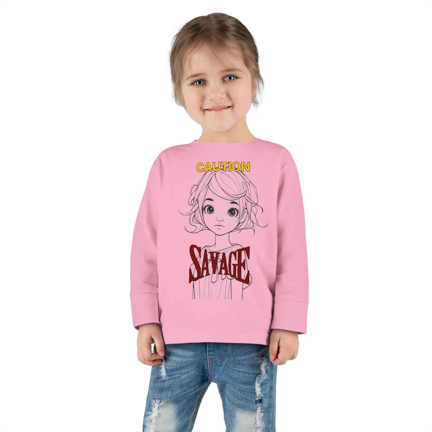 Caution: Tiny but Savage Toddler Long Sleeve Tee by cypherpunkgear.com