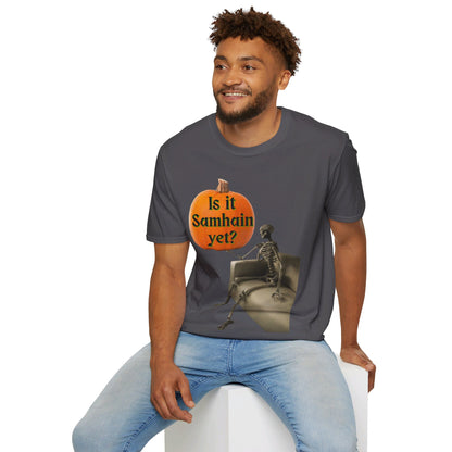 Waiting for Samhain Skeleton DKcolors Unisex T-Shirt by cypherpunkgear