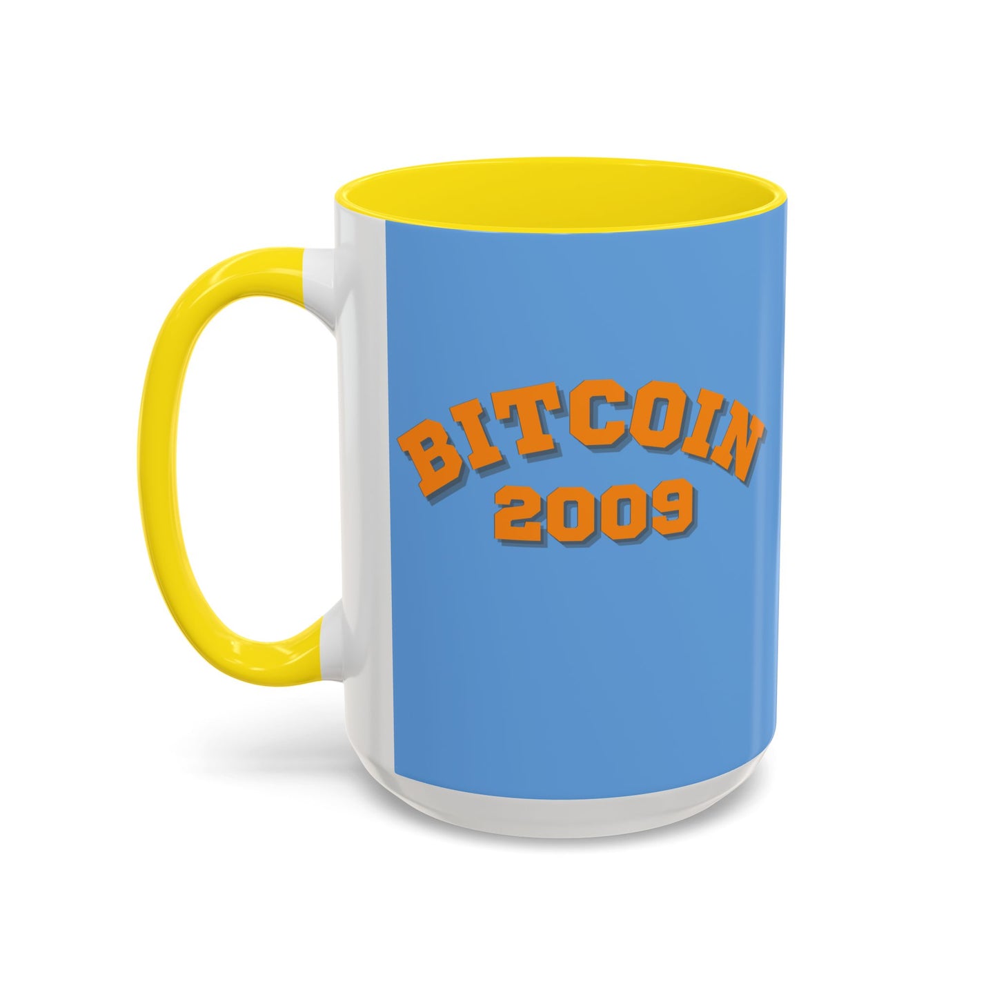 Bitcoin 2009 Light Blue Accent Mug by cypherpunkgear.com