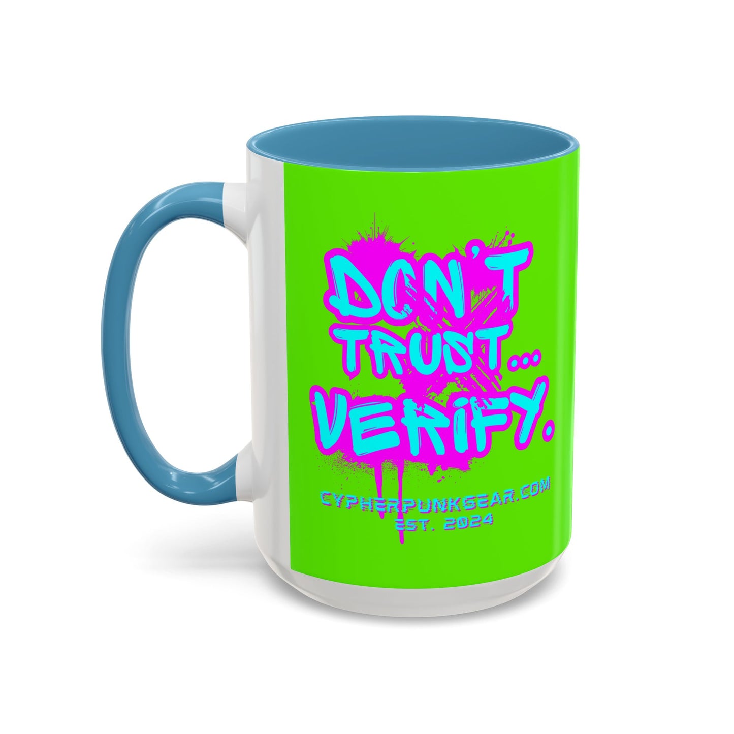 Don't Trust...Verify. Green Accent Mug by cypherpunkgear.com