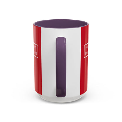 don't assume your freedoms are assured, White font, Red Accent Mug by cypherpunkgear.com
